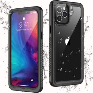 for iPhone 12 pro max case Waterproof,[IPX8 Underwater Case][Full Body Shockproof & 15FT Military Dropproof][Built-in Screen Protector][Dustproof]Clear Sound for iPhone 12 pro max case 6.7 inch-Black