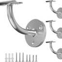 4 Pack Heavy Duty Handrail Bracket, 304 Stainless Steel Stair Railing Bracket, Satin Finish Wall Mount Stair Railing Holder Indoor for Staircase, Banister - for 1-7/8 inch (48.3mm) O.D Round Rail