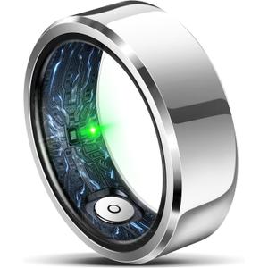 RIFESI Smart Ring for Women Men, Fashion Minimalist Fitness Ring & Sleep Tracker Ring with Heart Rate, Blood Pressure, 5ATM Waterproof Health Ring, No Subscription, Gifts for Women Men Gift (Silver, 8)