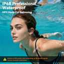 IP68 Waterproof Swimming Headphones, Bone Conduction Bluetooth 6.0 Headphones, Built-in 32GB MP3 Player, Soft Lightweight Open-Ear Design for Swimming Marathons Showers Cycling(Black)