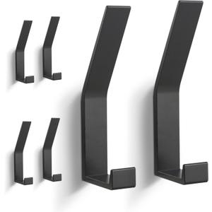 Coat Hooks Wall Mounted, 6 Packs Wall Hooks for Hanging Clothes, Coat, Towel, Rope, Keys, Hats, Purse, Screws Invisible Hooks for Kitchen, Bathroom, Cabinet, Hallways, Bedrooms (Black, 6Packs)