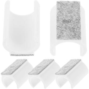 Rectangle Chair Leg Floor Protectors with Felt Pads, U Shape Chair Leg Tips Caps Silent Furniture Foot Covers for Hardwood Floors 25mm Metal Tubular Legs (White, 5pcs) (4.00X3.00X2.50CM)