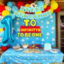 LaVenty To Infinity and To Be One Birthday Decorations Cartoon Story First Birthday Balloon Garland Arch Backdrop Banner Cake Topper for Boy 1st Birthday Party Party