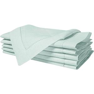 BEDDING CRAFT Set of 4 Hemstitch Pastle Blue Cloth Dinner Napkins 100% Linen - Soft Durable Washable -Ideal for Events Wedding Christmas Thanksgiving Newyear-Perfect Everyday Use Table Linen 18x18.
