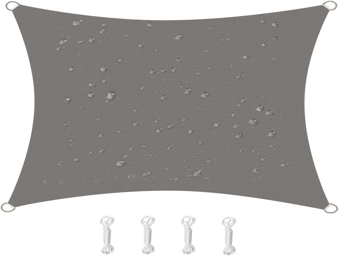 HOMPER 10'x13' Waterproof Sun Shade Sails Canopy Effectively 95% UV Block, Oxford Fabric, for Patio, Balconies, Lawn Garden, Party, Outdoor Activities (Gray)