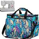 HOMEST Sewing Machine Carrying Case with Multiple Storage Pockets, Universal Tote Bag with Shoulder Strap Compatible with Most Standard Singer, Brother, Janome, Floral (Patent Design) (Style 1)