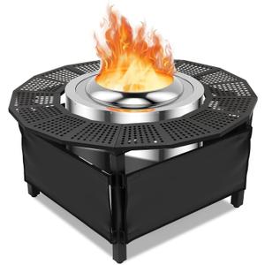 Camping Furnitur 37 Inch Fire Pit Surround Tabletop for Solo Stove Bonfire Ranger 2.0, Circular Safety Protection, Equipped with a Safety Support Frame to Prevent Direct Contact with the Ground