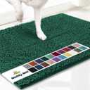 Muddy Mat Shown on TV  Super Absorbent Microfiber Dog Door Mat for Muddy Paws, Non-Slip Washable Pet Rug, Quick Dry Chenille Entryway Carpet, Machine Washable Indoor Outdoor mat, Dark Green 30"x19"