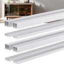 4 Sets 4FT Aluminum Sliding Door Track for 1/8" Thick Panels Closet Glass Doors Pet Cabinet Door Hardware Window Sliding Track System (Silver)