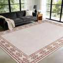 Large Geometric Area Rugs for Living Room Bedroom 9x12 Cream Rug