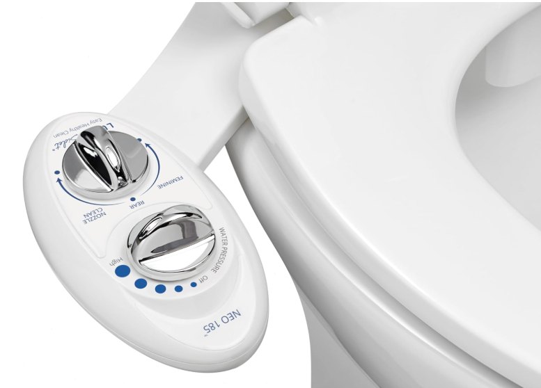 LUXE Bidet NEO 185  Dual Nozzle, SelfCleaning, NonElectric Bidet Attachment for Toilet Seat, Adjustable Water Pressure, Rear & Feminine Wash (White)
