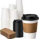 YEEHAW 12 oz 50 Pack Coffee Cups with Lids and Sleeves, To Go Hot Cups for Coffee, Disposable Paper Cups, Ideal for Cafes, Bistros