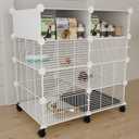 STILLCOVE C&C Guinea Pig Cages Indoor on Wheels, 3 Tier Ferret Cage Small Animal Hideout House with Drawer & Removable Tray, Pet Playpen Fence for 1-3 Hamster Rat Chinchilla Hedgehog