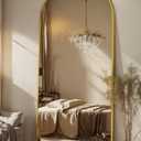 Antok 71" x28 Arched Full Length Floor Mirror, Gold Aluminum Frame, Free Standing/Wall Mount/Leaning for Bedroom, Living Room, Dressing Room