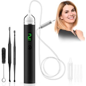 Ear Vacuum Wax Remover with 3 Levels Strong, Rechargeable Reusable Ear Wax Removal Kit, Electric Ear Wax Suction Removal for Adults and Kids (Black)