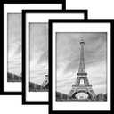 Abtgt 20x30 Frame Set of 3, Display Pictures 18x24 with Mat or 20x30 without Mat, Poster Frames for Vertical & Horizontal Wall Hanging Display, Black