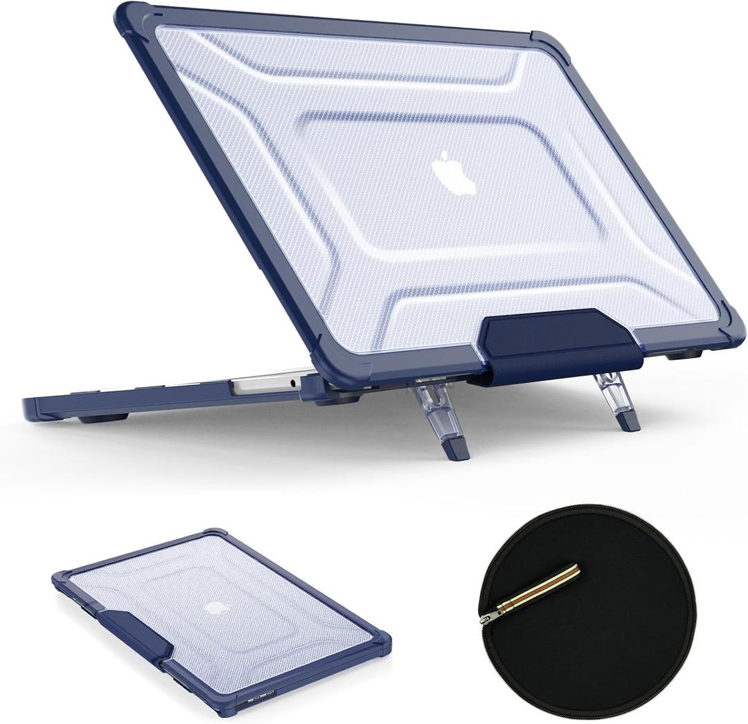 SEYMAC stock Case for MacBook Air 13.6 inch, Shock-Absorbing Protection with Folding Stand &Mouse Pad Case for MacBook Air 13.6 inch, Navyblue