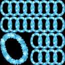 Sherr 24 Pcs LED Leis Light up Wedding Hawaiian Leis Flower Necklace with LED Lights Beach Tropical Carnival Party Wedding Supplies Luau for Masquerade(Baby Blue)