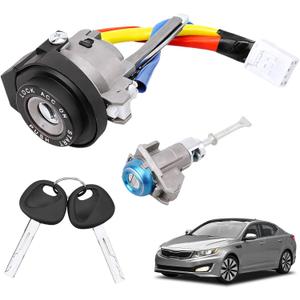 RAMATA 81900-1WK00 Ignition Lock Cylinder Start Switch with Keys, Left Driver Side Door Lock Cylinder, Compatible with 2011 2012 2013 2014 2015 Kia Optima 2013 2014 2015 2016 2017 Kia Rio