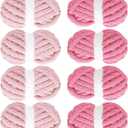 MABOZOO Assorted Chunky Yarn for Crocheting 8 Pack - Fluffy Jumbo Chenille, Soft Plush Bulky Yarn for Hand or Arm Knitting - 4 Pink & 4 Rose Red (27yds, 8 oz Each Skein)