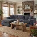 Shintenchi 105" Modular Sectional Sofa, Boneless L Shaped Couch with Deep Seat, Cloud Foam Couch with Oversized Chaise, Plush Cordurory Sofa No Assembly Needed for Living Room, Dark Gray