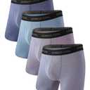 BAMBOO COOL Men's Ultra Breathable Underwear,No Riding Up Boxer Briefs with ComfortFlexible Waistband,Multipack, XL
