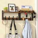 29'' Rustic Coat Rack Wall Mount with Shelf, Solid Wood Coat and Key Hanger with 11 Metal Hooks, Farmhouse Wall Organizer for Mail, Entryway Wall Hangers for Hats, Clothes, Backpacks, Mudroom