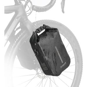 Rhinowalk Bike Front Pannier Bag Fork Bag Waterproof Bicycle Rack Bag Shoulder Bag for E-Scooter Mountain Bike Accessories -Black, 4L