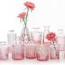 SUPMIND 12Pcs Glass Bud Vase Set, Small Flower Vase for Centerpieces, Pink Bud Vases in Bulk, Mini Vintage Vase for Rustic Wedding Decorations