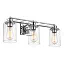 Bathroom Vanity Light Fixtures, HWH Modern Wall Sconce Lighting Over Mirror, 3-Light Vanity Wall Lamp in Chrome, 5HLT63B-3W CH