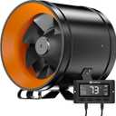 Hon&Guan PRO 6 Inch Inline Duct Fan - 405 CFM with Quiet EC Motor & Temperature Humidity Smart Controller, Ventilation Exhaust Fan for Heating Cooling, Grow Tents, Hydroponics (Black&Orange)