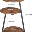 BEWISHOME Round End Table Side Table with Metal Frame, Accent Nightstand Bedside Table with 3-Tier Shelves, Small Couch Coffee Table for Living Room Bedroom Rustic Brown KTZ41Z, Without Poweroutlet