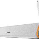 SOULION R50 Bluetooth Computer Speakers, 3.5mm PC Sound Bar for Desktop Monitor, Wired USB Powered & Colorful LED Lights with Switch Button, Surround Sound Soundbar PC Spearkers for Computer, White