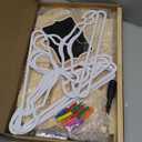 Wooden Dog Wardrobe Closet 20"x15"x9" Pet Goose Outfit Toy Storage Basket Crate with Hanging Rod Bone Shape Organizer Closet for Dog Toy Clothes Accessories with 8 Hanger 10 Clip 1 Small Blackboard