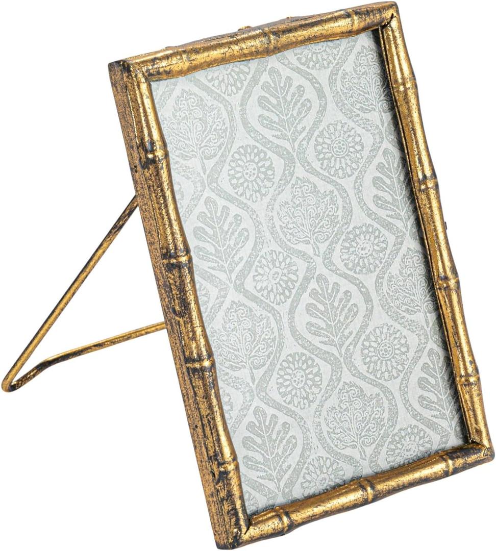 Creative Co-Op Metal and Reclaimed Wood Photo Frame, Gold (4" x 6")