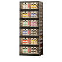 3 Tiers 6 Pairs Foldable Shoe Rack Storage Cabinet, Suitable for Closet Entryway, Collapsible Shoe Storage Organizer Cabinet with Magnetic Door，Easy Assembly (Black)