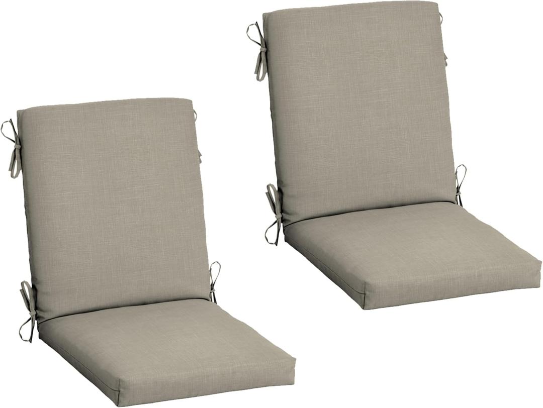 Arden 2-Pack earthFIBER Outdoor Patio Dining Chair Cushion, 20x44, Rain-Proof Seat Pad, Fade-Resistant Outdoor Cushion Sandbar Taupe Texture