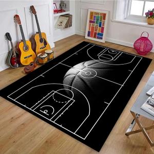 Basketball Rug for Bedroom Size 3'x5',Non-Slip Basketball Court Rugs for Living Room and Game Room Decor