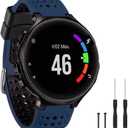 TopPerfekt Band Compatible with Garmin Forerunner 235, Soft Silicone Replacement Watch Band Strap Wristband for 220/230/235/620/630/735XT/235 Lite Smart Watch for Women Men (Navy-Black)