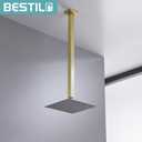 BESTILL 20 Inch Brushed Gold Ceiling Mount Shower Arm and Flange, Square Rain Shower Arm