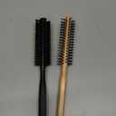 Geiserailie 2 Pieces Thick Round Hair Comb Bristle Blow Drying Hairbrush Small Brush Short Hair Massage Comb Head Massage Round Brush Roll Hairbrush for Wet or Dry(Black, Wood Color)