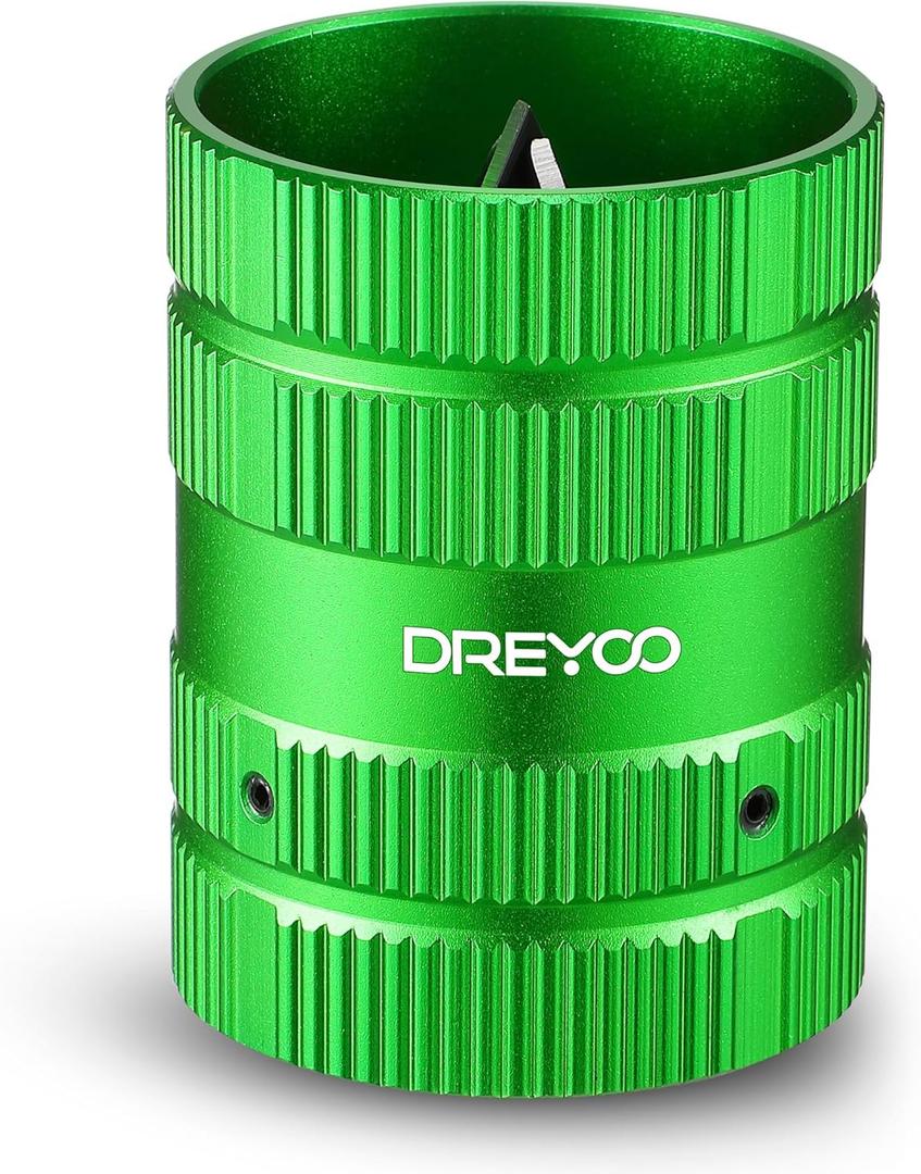 Dreyoo Deburring Cutters, Copper PVC Tube Reamer Tool Plumbing Tools 1/4'' to 1-5/8'' Inner Outer Reamer Pipe Tubing Chamfer for Metal PVC PPR Copper Brass Aluminum(Green)