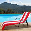 Superior Cabana Cotton Lounge Chair Cover, Outdoor Towel/Chaise Furniture Covers, Terry Cloth, Beach, Spa, Swim Accessories, Pool Chair Cover, Soft, Quick Drying, 32" x 102", Set of 4, Red