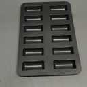12 Cup Financier Cake Baking Pan Mini Banana Bread Loaf Cream Canoe Granola Bar Cornbread Nonstick Small Muffin Cupcake Madeleine Cookie Tin Tray Mold (1 Pcs Black Gray)