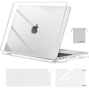MOSISO Compatible with MacBook Air 13 inch Case 2025 2024 2023 2022 M4 A3240 M3 A3113 M2 A2681, Plastic Hard Shell&Keyboard Cover&Screen Film&Pouch for MacBook Air 13.6 inch Case, Crystal Clear