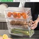 Taiuloo 2 Pack Stackable Refrigerator Organizer Bins with Pull-Out Drawer, Clear BPA-Free Food Storage Containers for Fridge Freezer, Kitchen Pantry Cabinet & Bathroom Vanity Organization