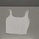 Artfish Women's Sleeveless Strappy Tank Square Neck Double Layer Workout Fitness Casual Basic Crop Tops (Medium, White)