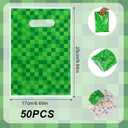 50pcs Pixel Gift Bags, Pixel Birthday Party Favors Bags with Handles Video Game Theme Birthday Party Favors Supplies for Candy Goodie Snack Treat Gift (Green)