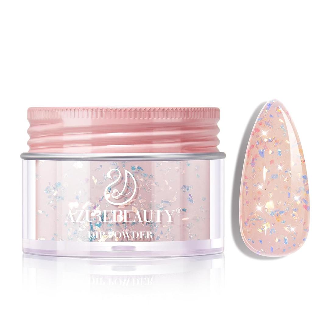 2 x AZUREBEAUTY Glitter Pink Nail Dip Powder Colors 28g/1oz Dipping Powder 2X Shining French Art Starter Manicure Beginner DIY Salon Home Gift Long Lasting Dip Nail Powder