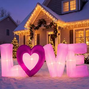 Joiedomi 9 FT Long Valentine Inflatable Love Letters with Built-in LED Lights, Blow up Valentine Romantic Holiday Decor for Wedding Proposal Outdoor Indoor Yard Party Supplies